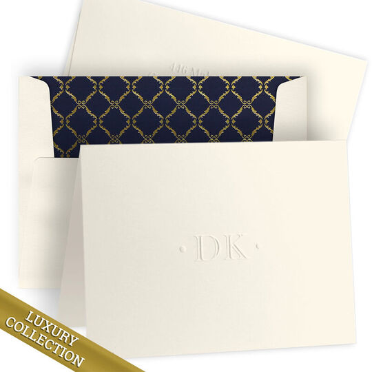 Luxury Duo Initial Folded Note Card Collection - Embossed